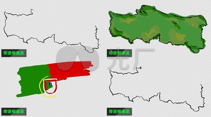 4K葡萄牙国旗地图国土版块动视频素材_4K带