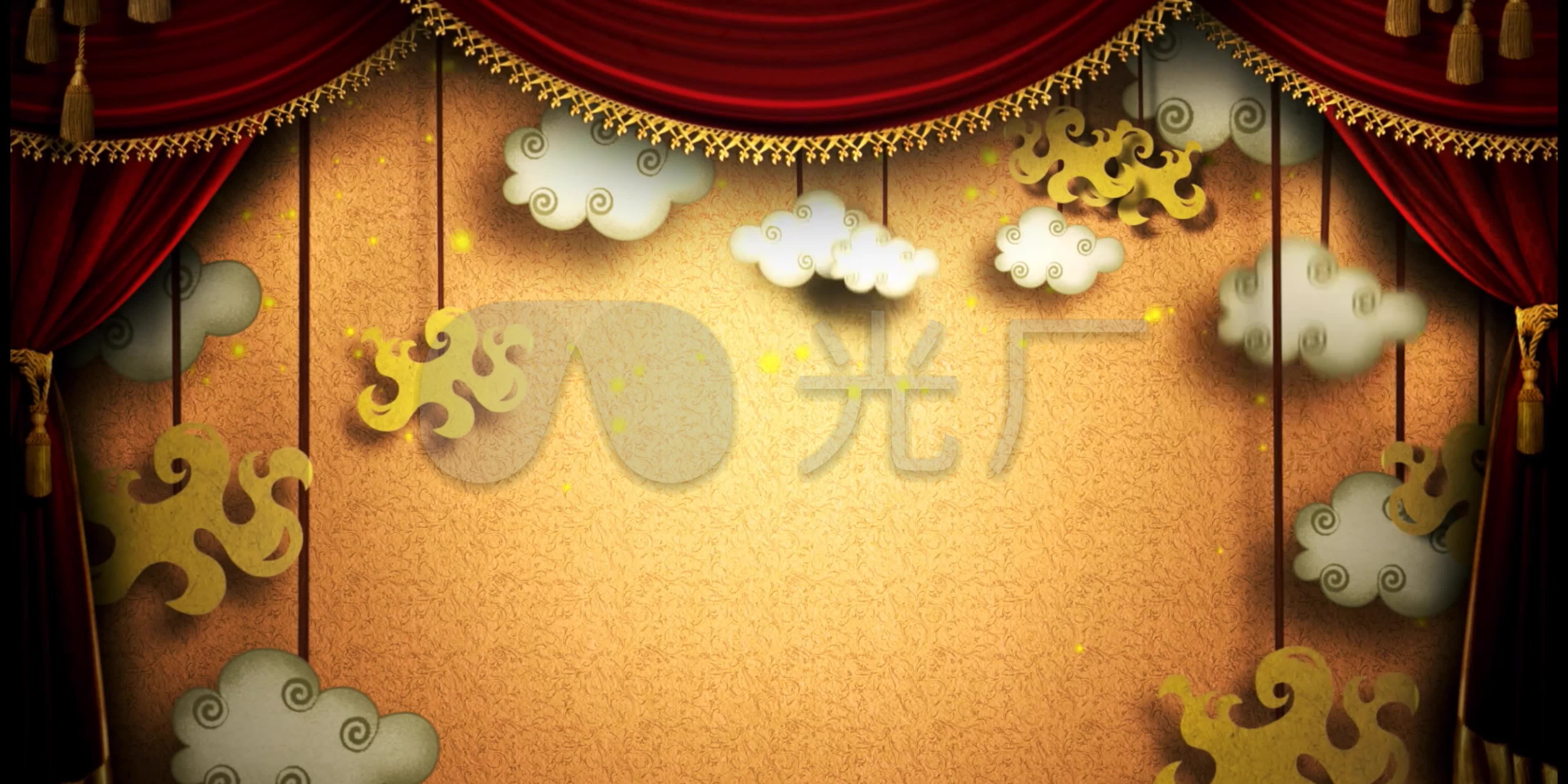 卡通云朵落幕六一儿童节舞台演出背景