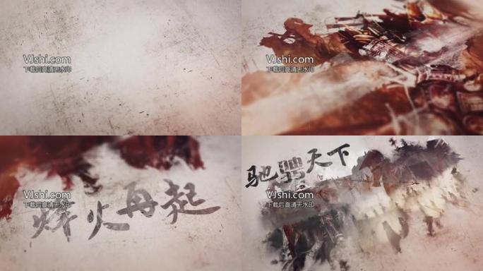 水墨中国风古代战争片头ae模板