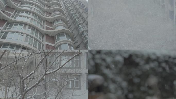 1080P城市楼宇间雪景