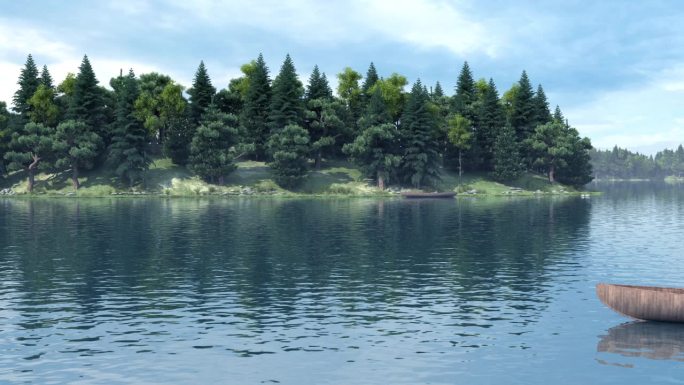 信阳南湾湖三维动画鸟岛中景