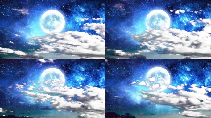 宇宙蓝色云端月亮素材