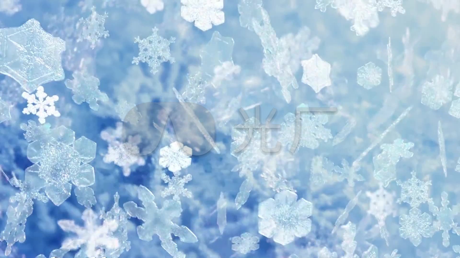 水晶雪花飘落视频素材