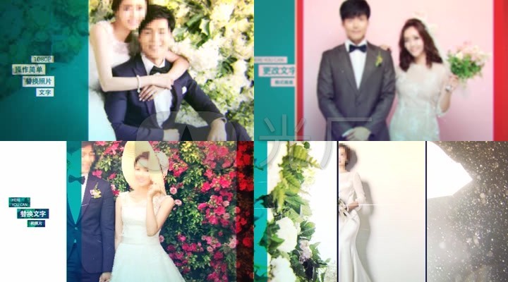 韩式创意动画婚礼开场MV视频原创AE模板_A