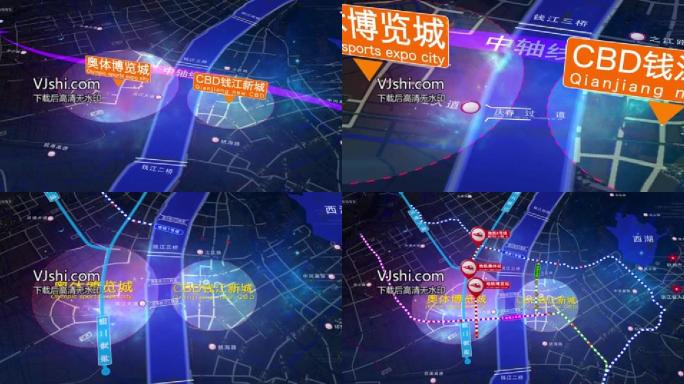 杭州奥体CBD钱江新城区位地图AE模板