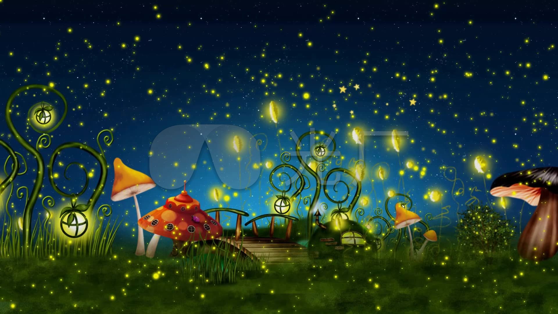 虫儿飞萤火虫星光童话星森林唯美led背景