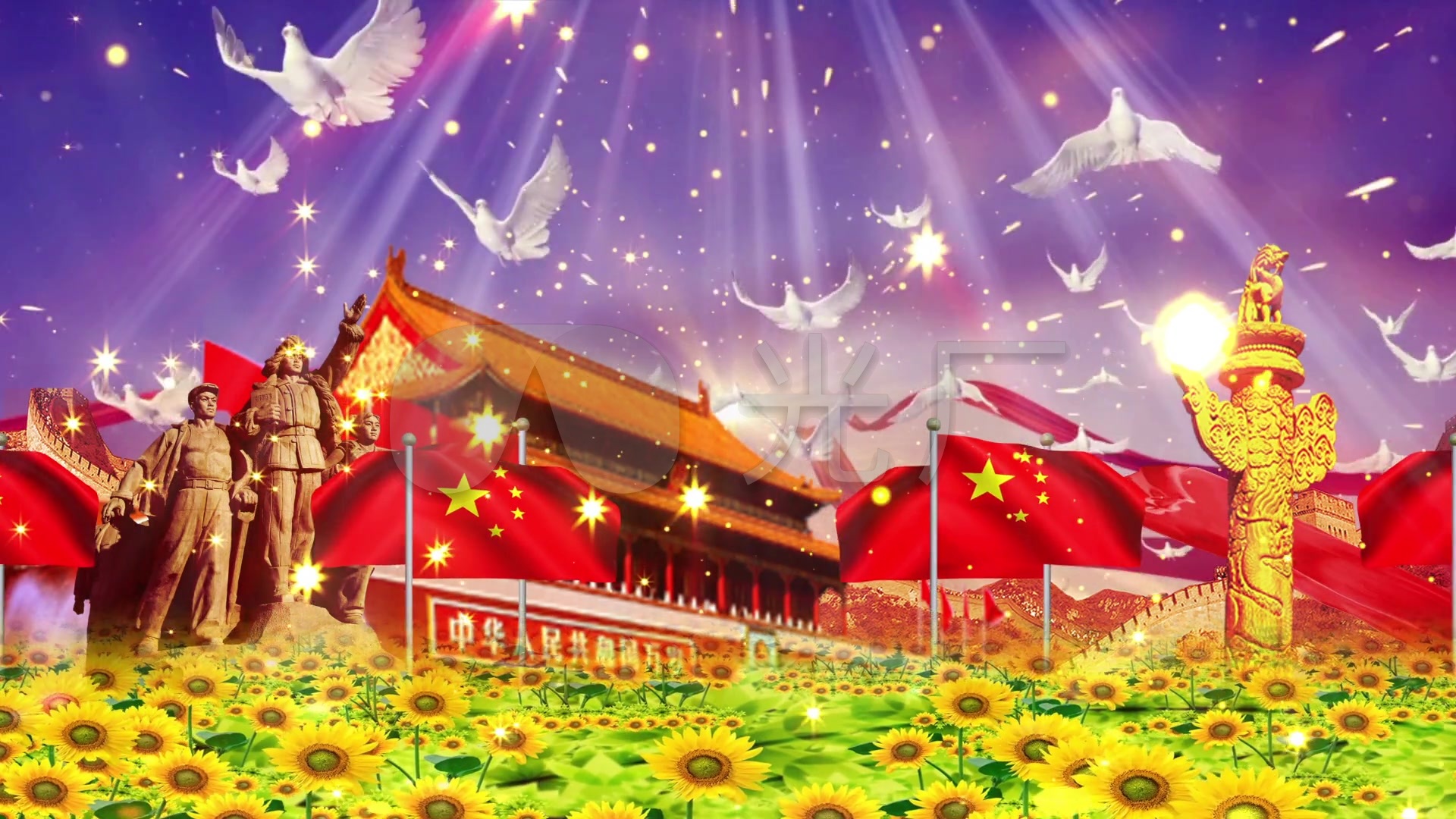 视频素材 舞台背景 配乐歌舞 祖国你好革命经典红歌配乐成品