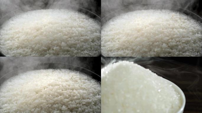 米饭出锅冒热气