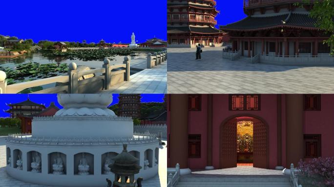 老果寺3D建筑漫游寺庙3D视频