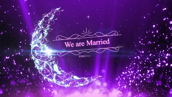 婚礼背景镂空月亮紫色梦幻