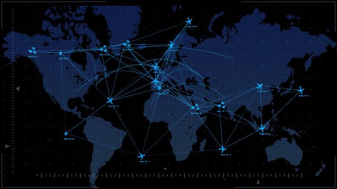 世界地图国际航线全球连线