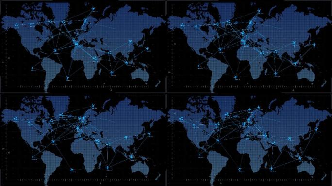 世界地图国际航线全球连线