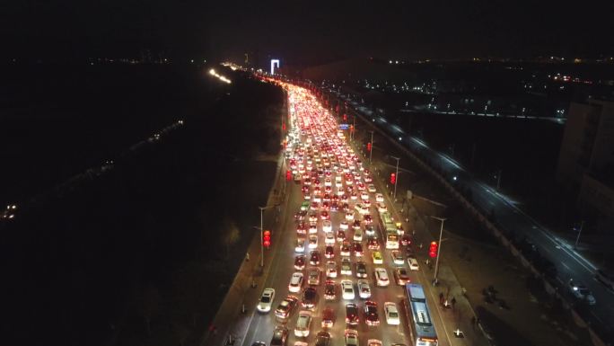 城市车水马龙航拍堵车