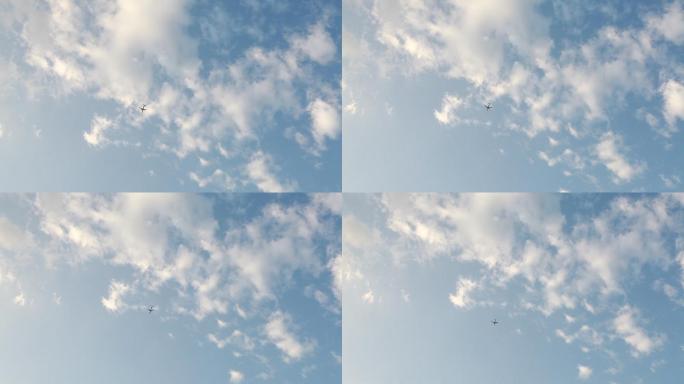 飞机航线蓝天白云实拍高清视频