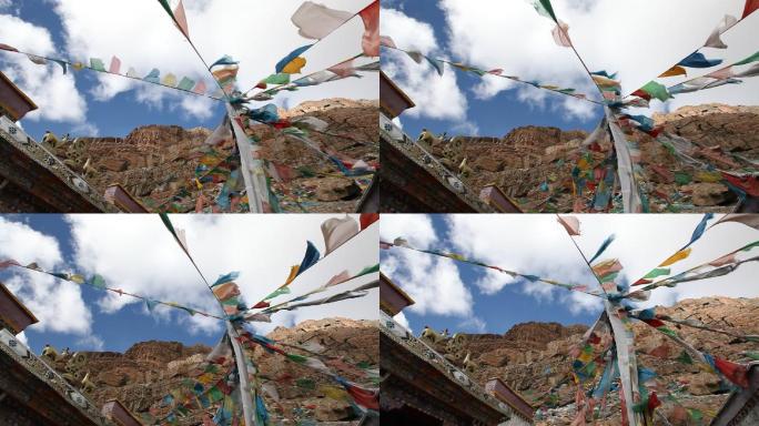 西藏五色经幡实拍高清视频