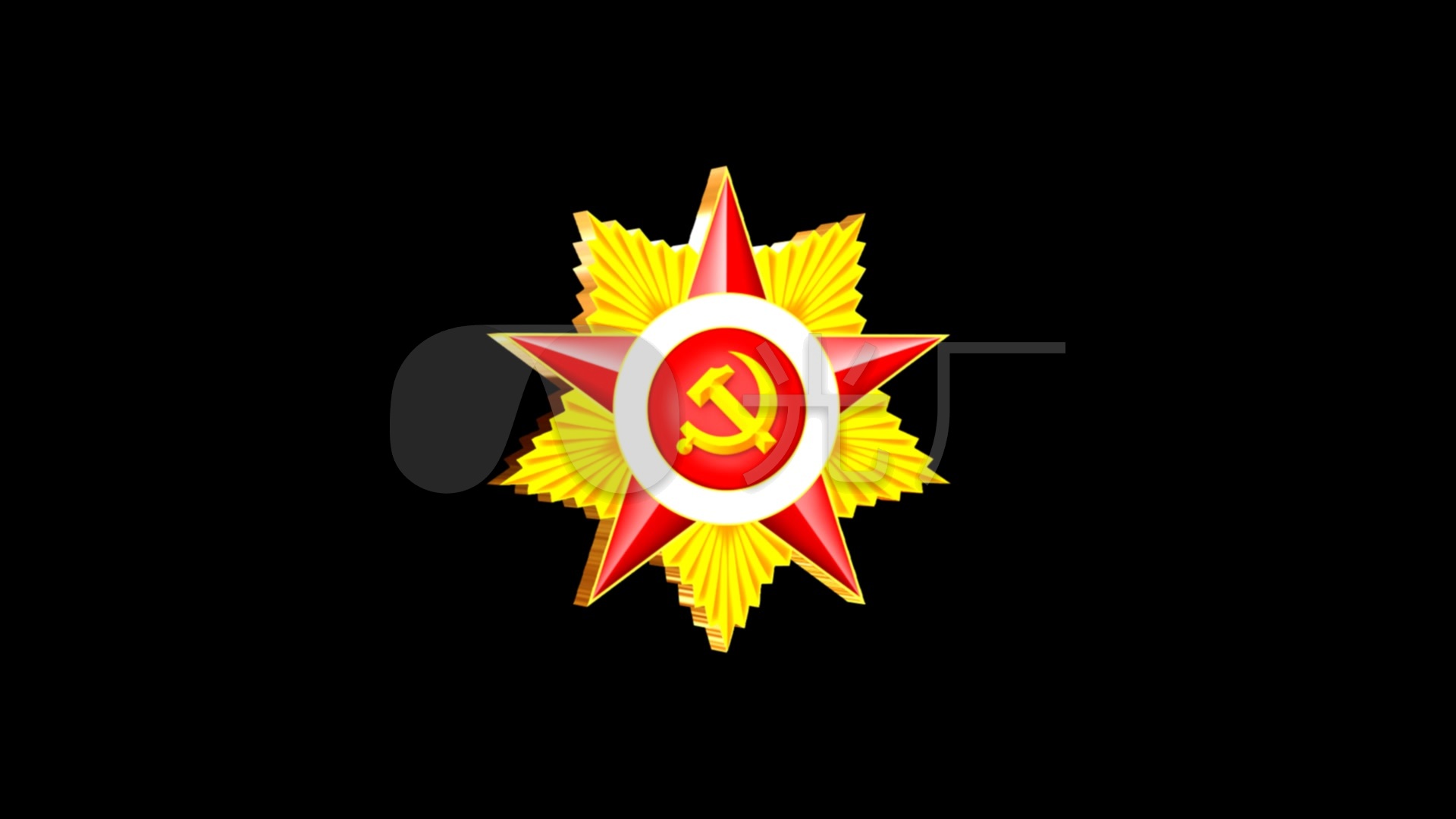 金色3d军徽勋章带透明通道无缝循环视频_1920x1080_高清视频素材下载