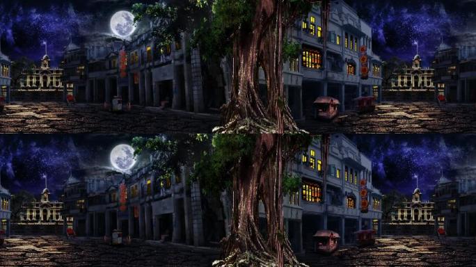 舞美骑楼广州石板路榕树大钟楼麻石街老建筑