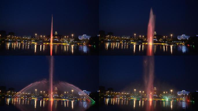 枣庄奚仲广场夜景喷泉