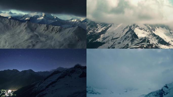 大自然漂亮的天山雪山风景延时拍摄