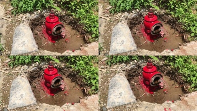 消防栓水潭水滴慢动作视频素材