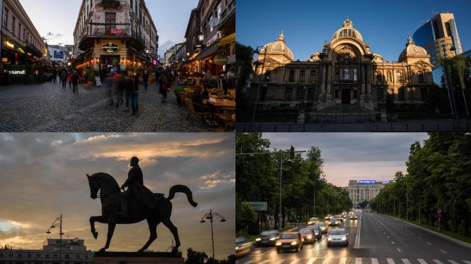 欧洲罗马尼亚城市风情旅游精品延时实拍