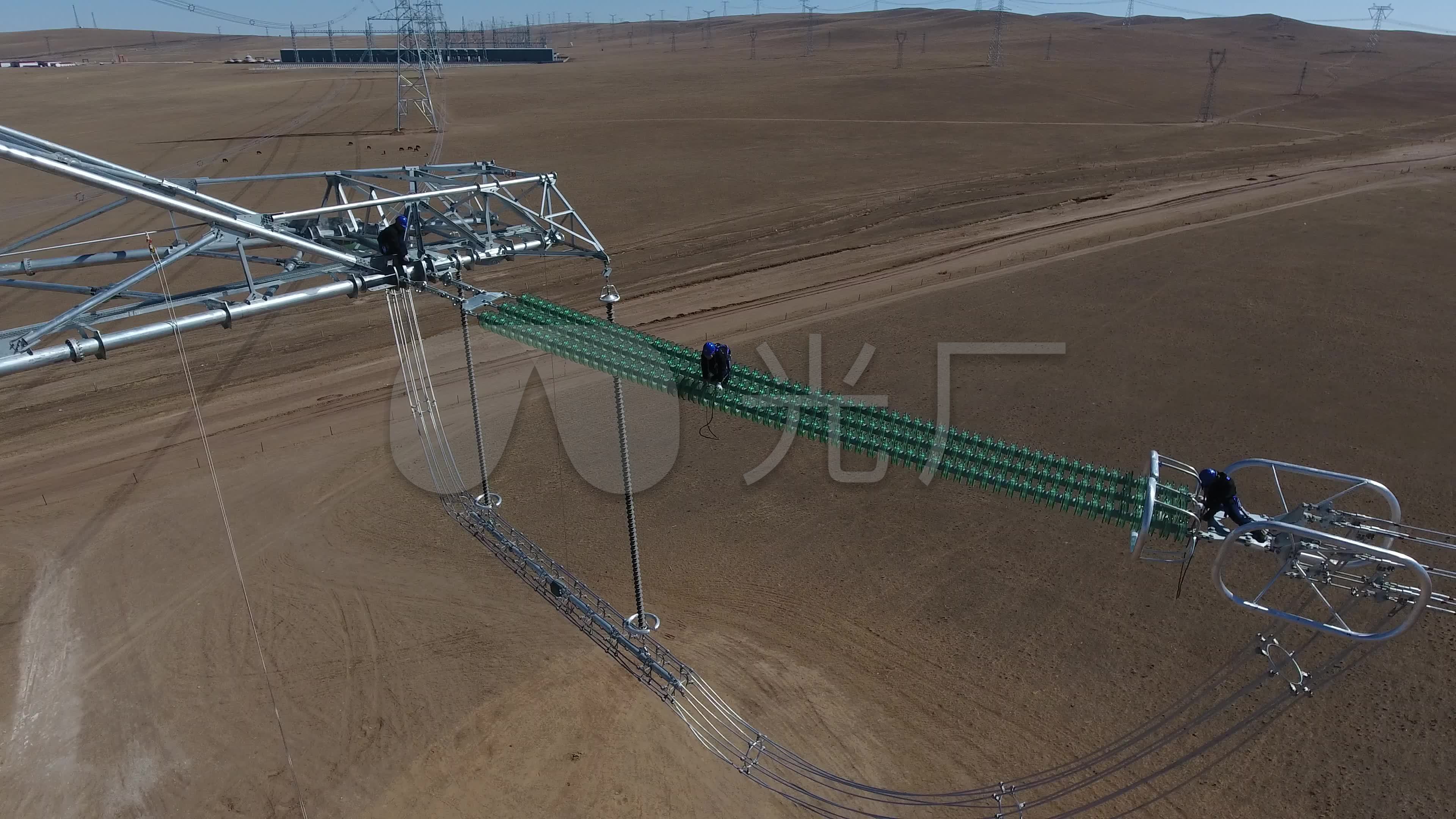 航拍特高压输电线路 高空走线