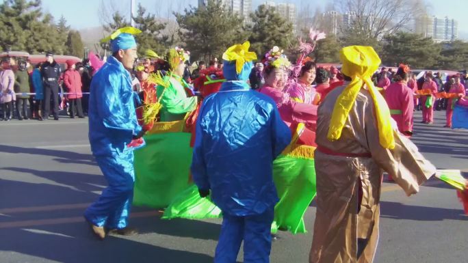 节日社火锣鼓秧歌旱船高清视频