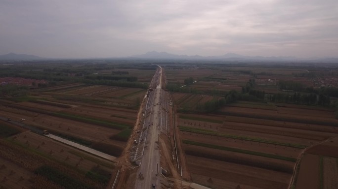 中国铁路路基建设桥梁麦田农田2