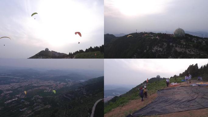 济南兴隆山滑翔伞航拍4空中优美姿态