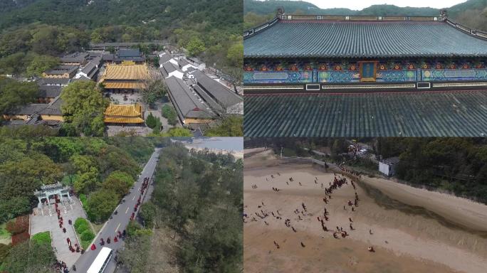 舟山航拍浙江普陀山法雨禅寺空镜