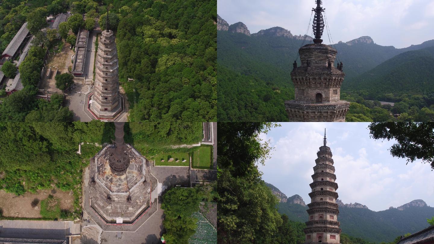 山东灵岩寺最高塔航拍4K