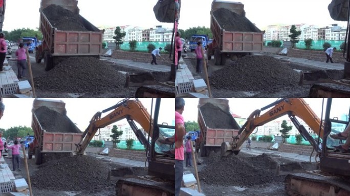 工程车挖掘机市政道路建设