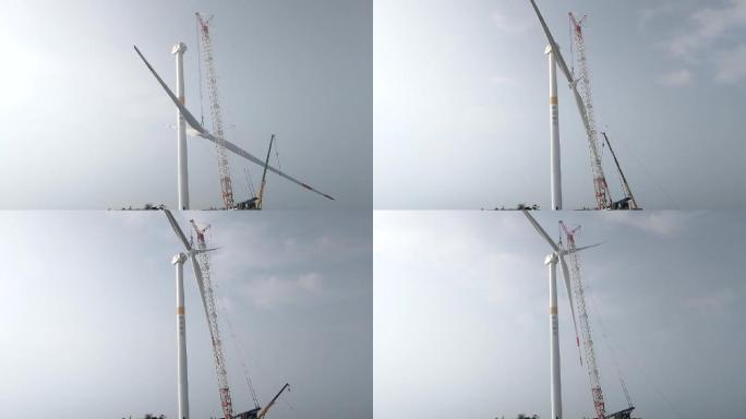 华润费县风电风机吊装延时拍摄