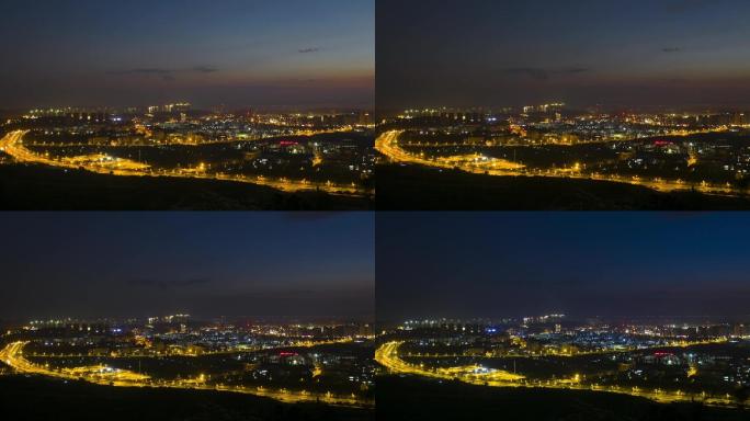城市日落后转黑夜延时（1080p）