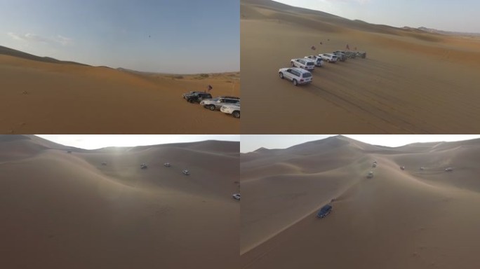 沙漠越野车队航拍