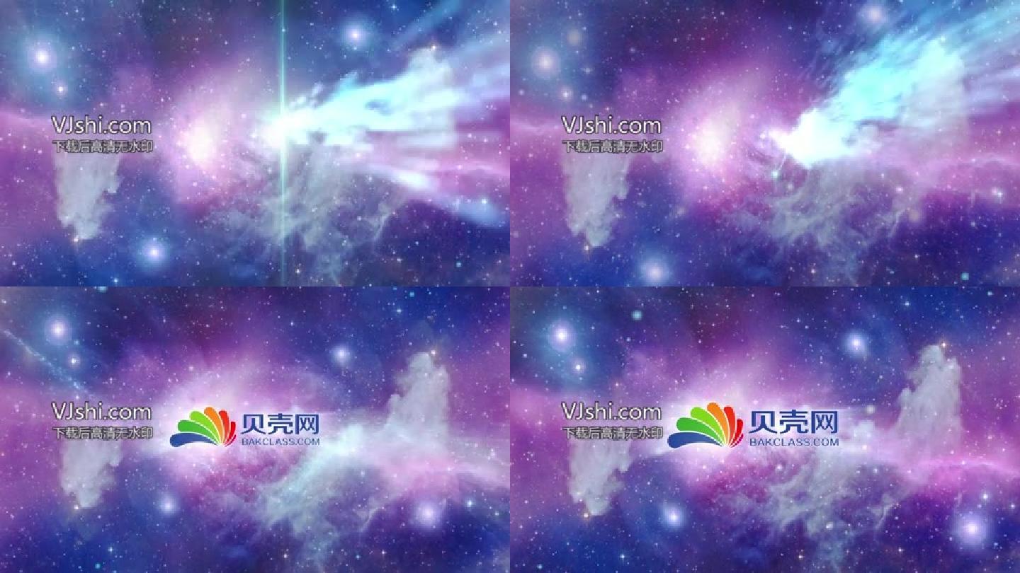 梦幻唯美紫色星空银河logo演绎AE模板