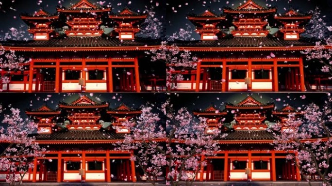 樱花建筑舞台背景