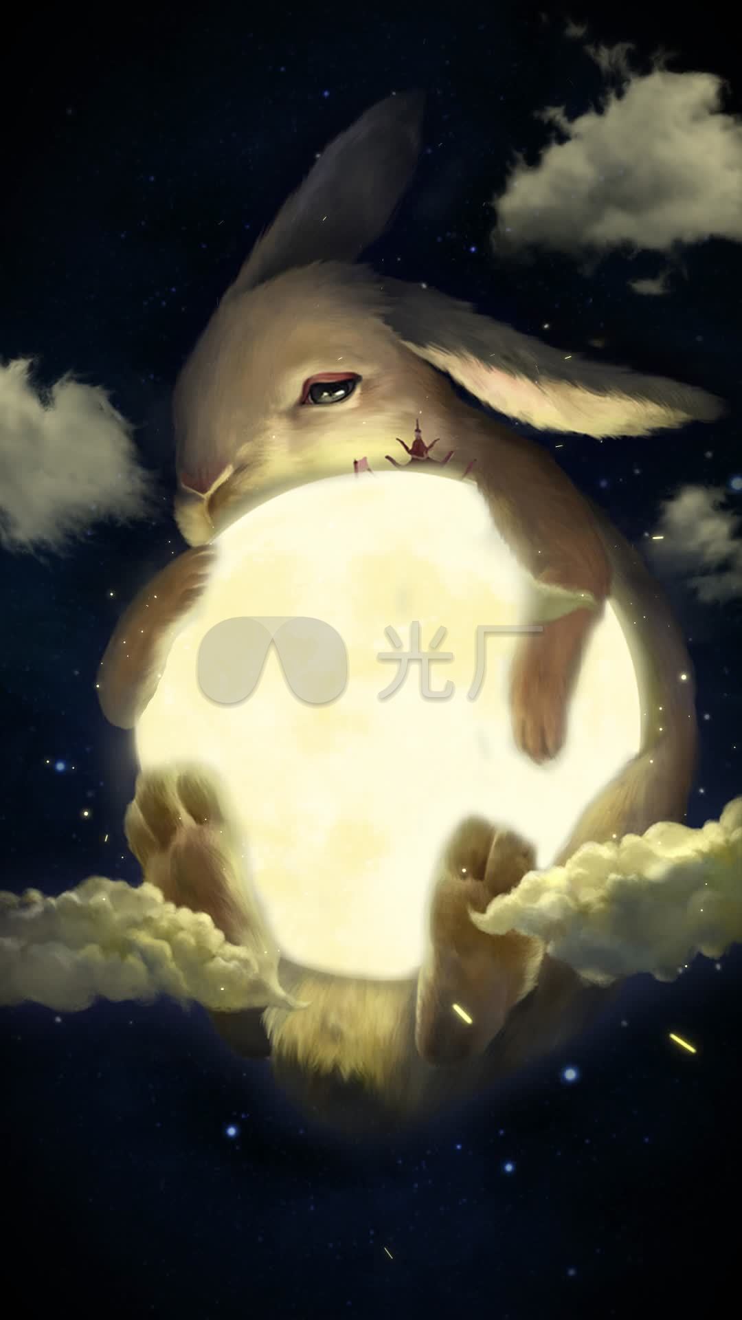 中秋国庆玉兔抱月亮微信10小视频动态壁纸_1
