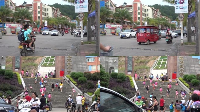 小学生开学季开学了背书包上学路上