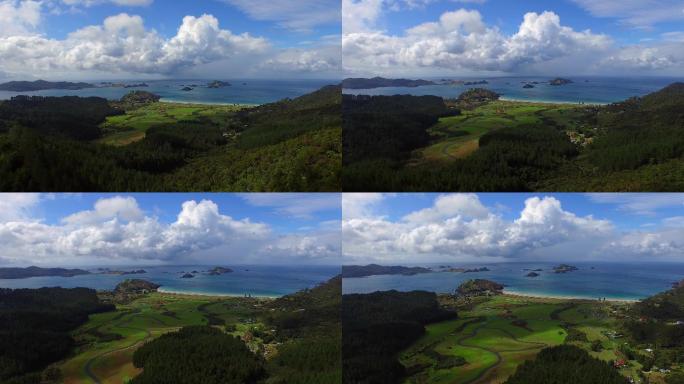 新西兰岛屿湾4k蓝天白云