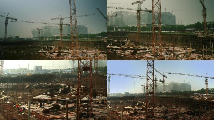 延时拍摄成都环球中心修建时的施工场面