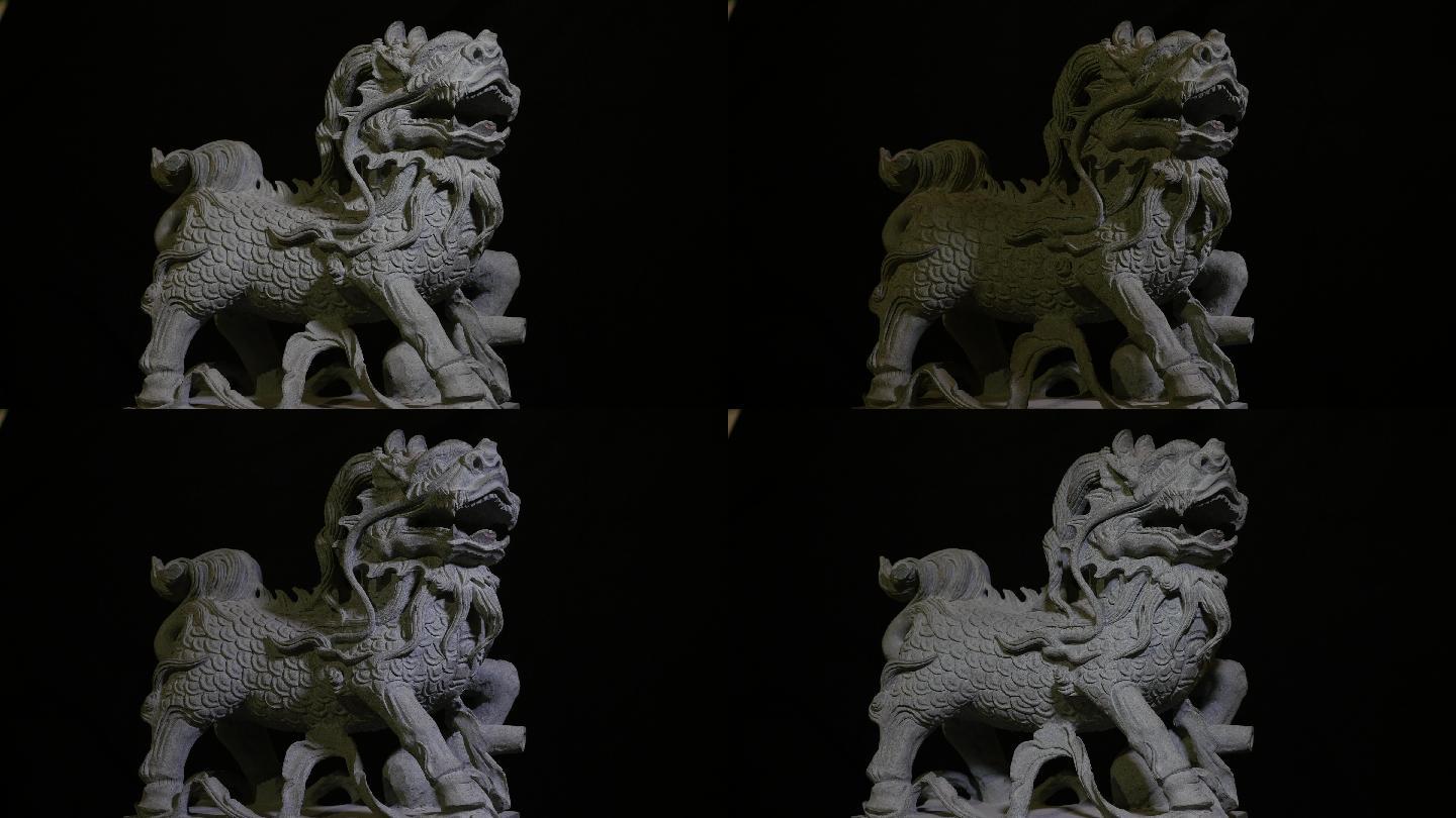 麒麟狮子石雕拍摄