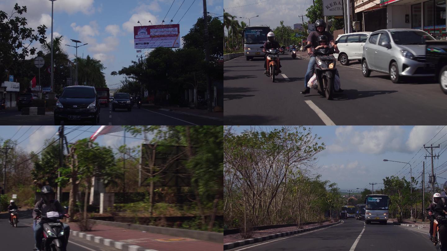 巴厘岛街景摩托汽车稳定器拍摄4K