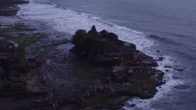 巴厘岛航拍海神庙长焦镜头4K