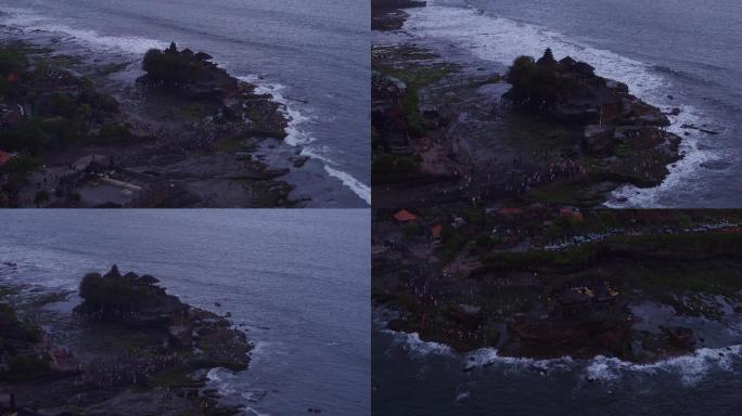 巴厘岛航拍海神庙长焦镜头4K