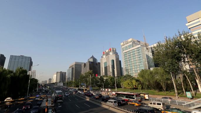 实拍北京金融街延时西二环拥堵的交通