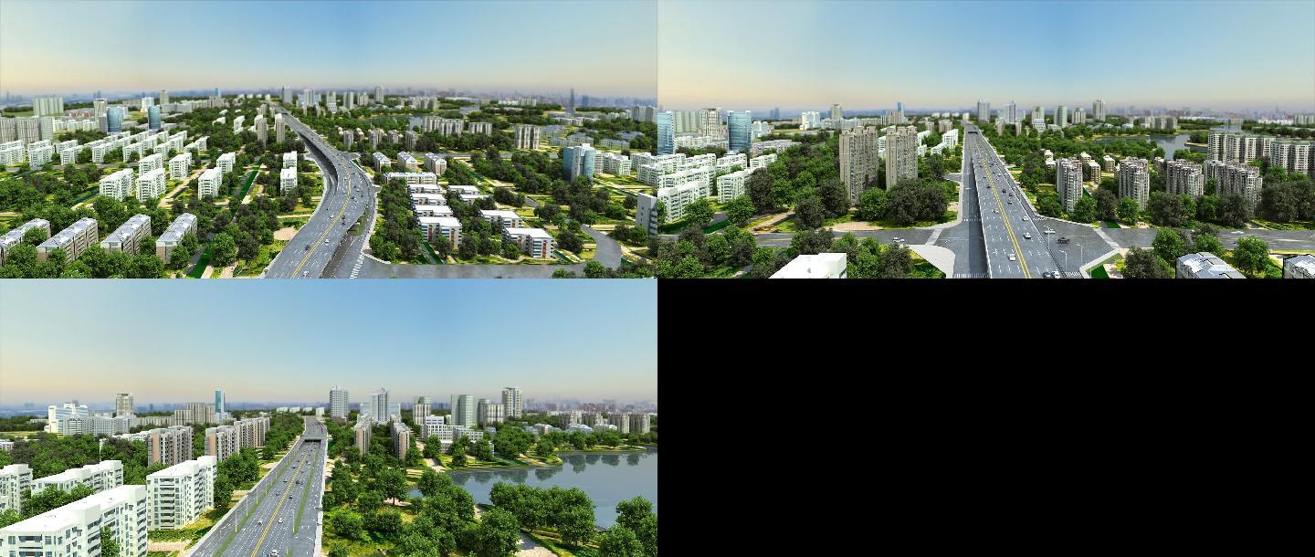 高品质3D漫游城市模型生长动画建筑