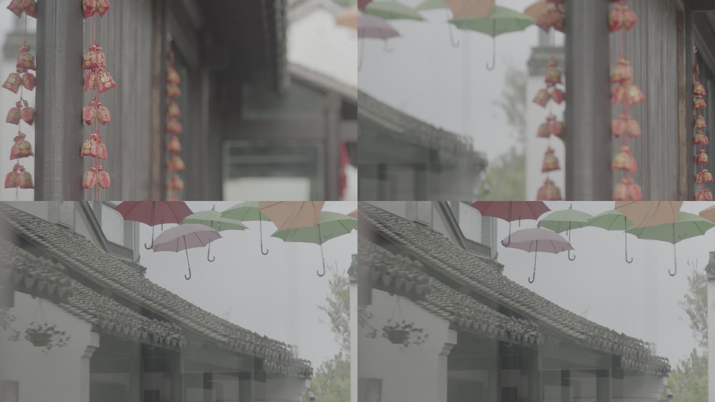 上海金山古镇雨伞原始拍摄素材2K素材2