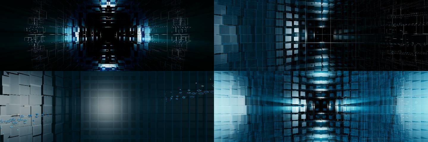 科技感方块矩阵LED大屏活动背景视频演绎