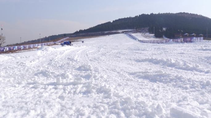 济南滑雪场航拍雪地雪景